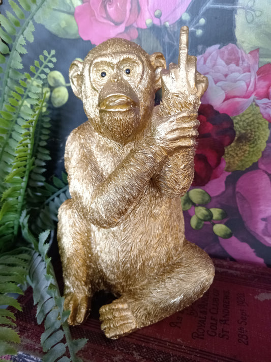 Up Yours Gold Monkey Ornament