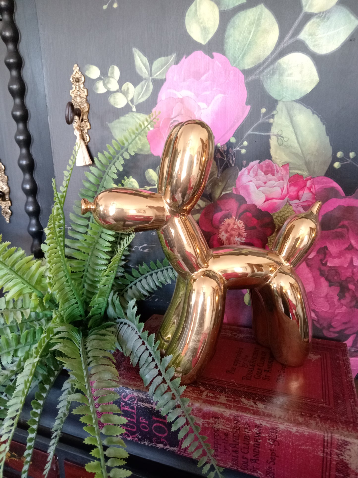 Gold Ceramic Balloon Poodle Ornament