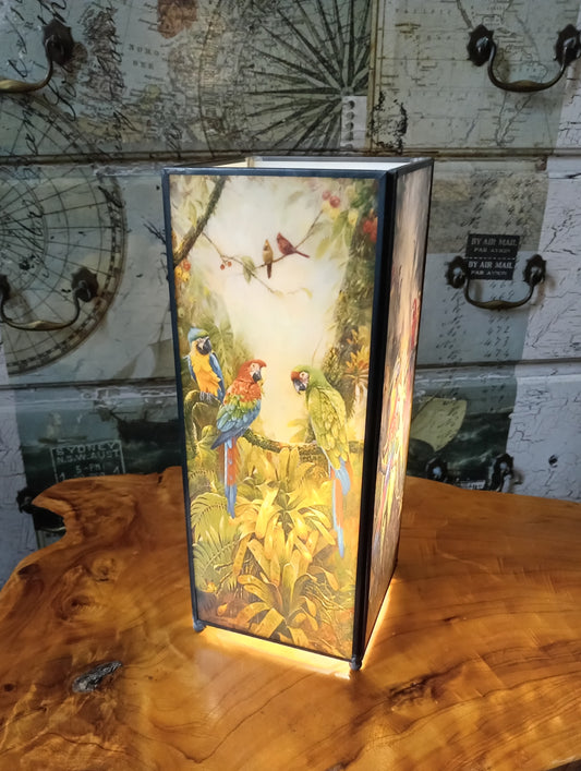 Stained Glass Parrot Exotic Birds Square Table Lamp