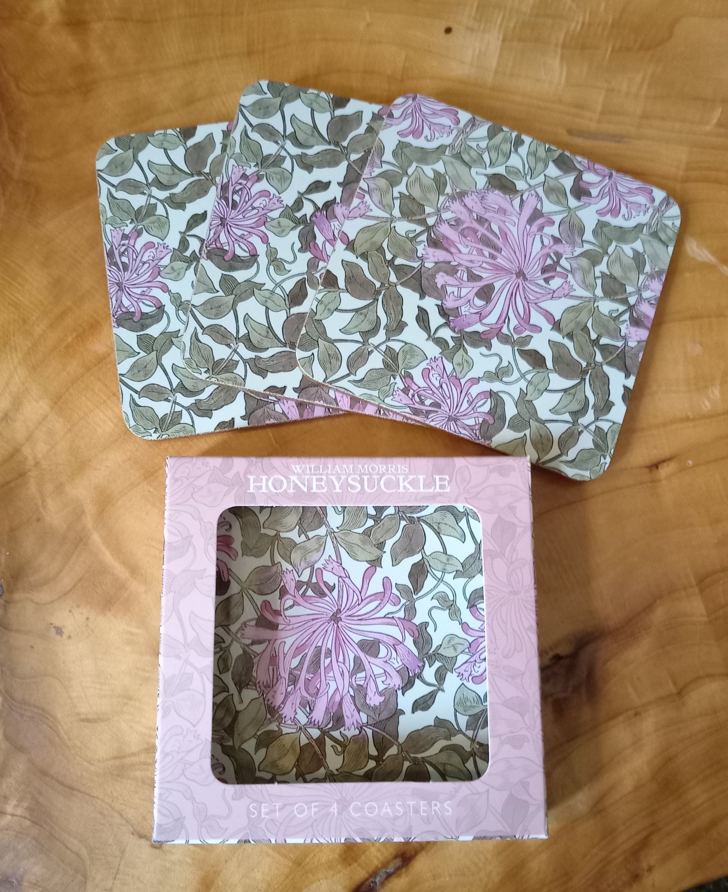 Set Of Four William Morris Honeysuckle Coasters