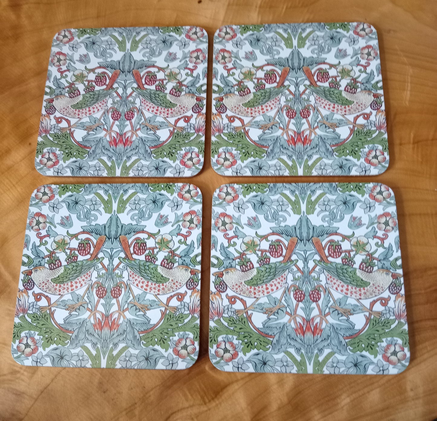 Set Of Four William Morris Strawberry Thief Coasters