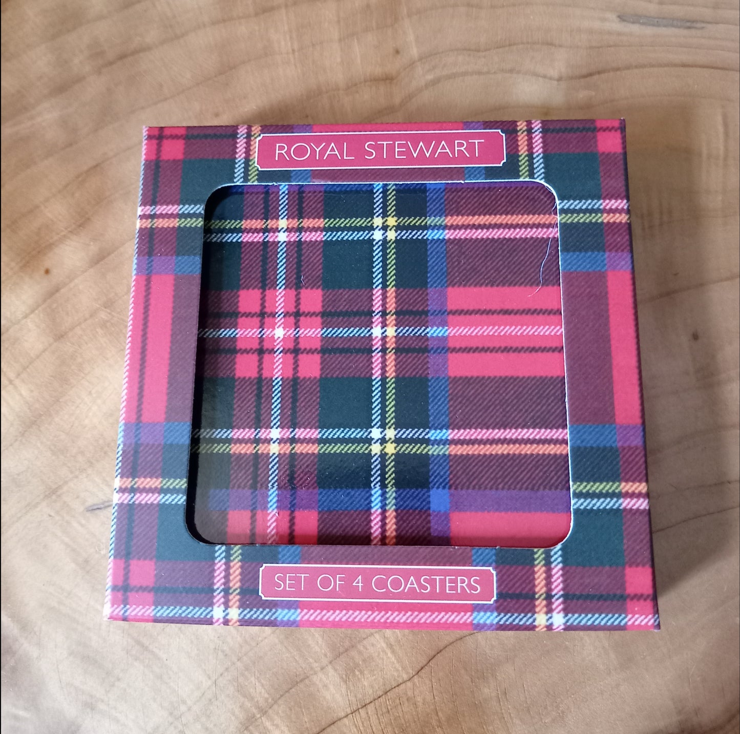 Set Of Four Scottish Stewart Tartan Coasters