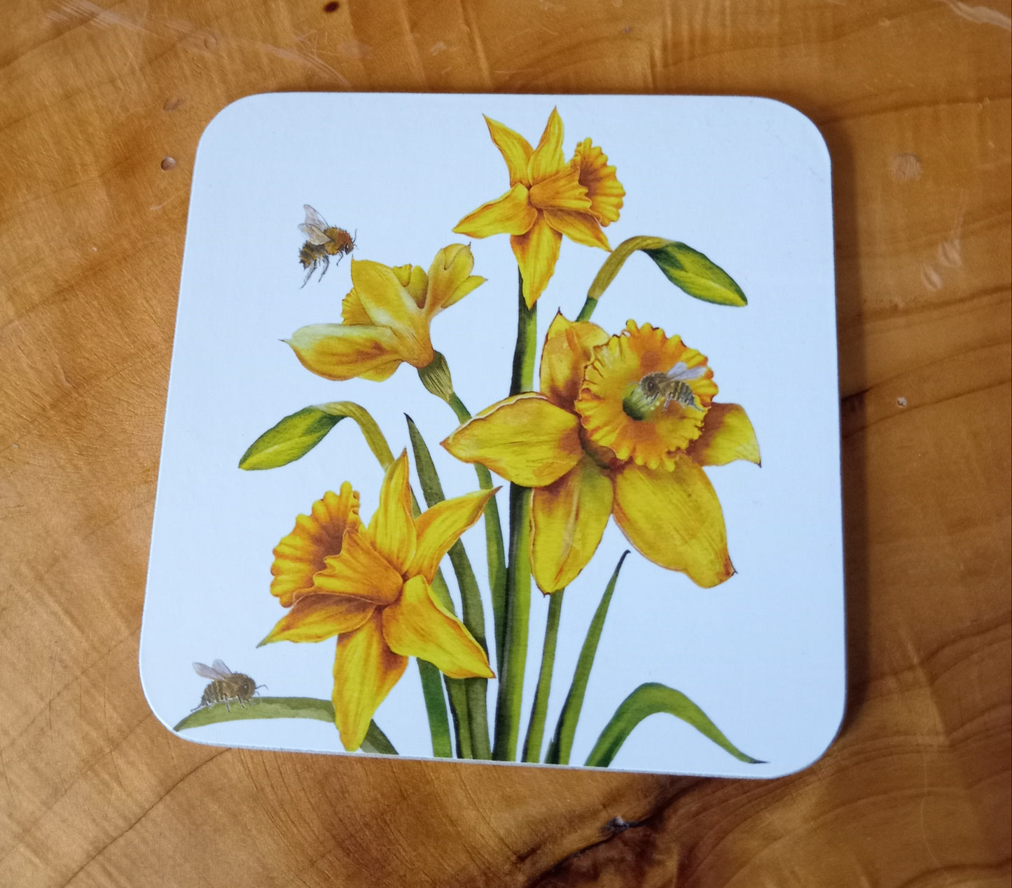 Set Of Four Daffodil and Bee Coasters