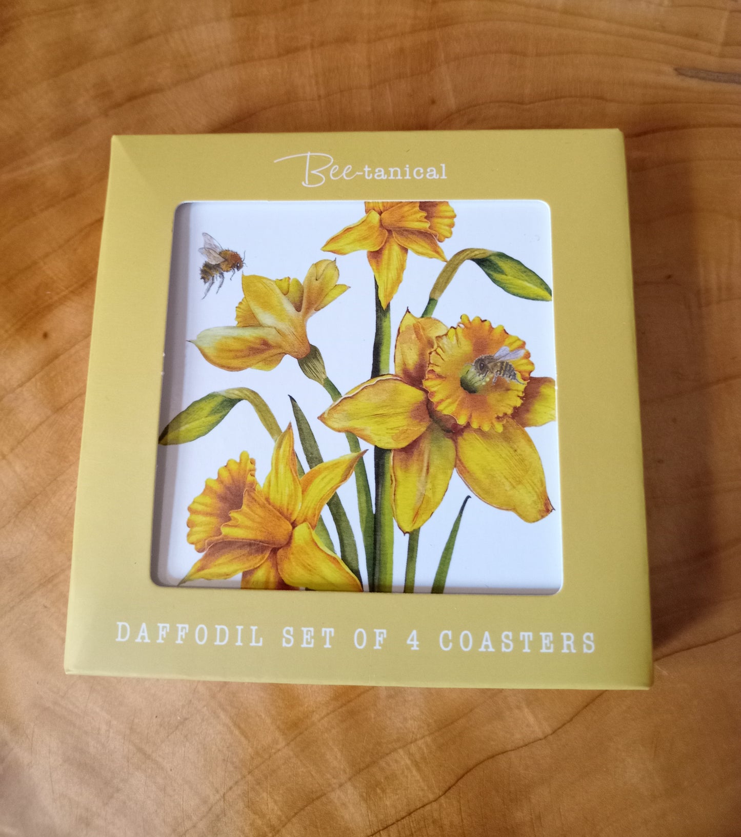 Set Of Four Daffodil and Bee Coasters