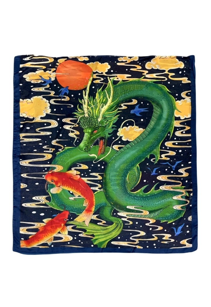 Japanese Dragon and Koi Fish Silk Cover Up