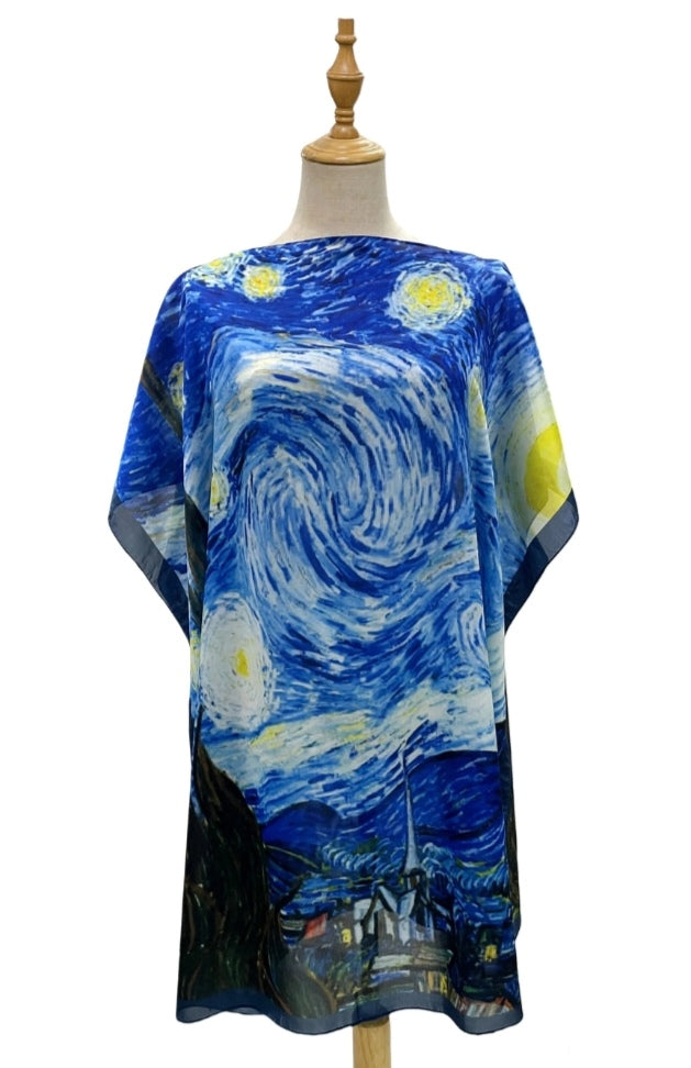 Van Gogh 'Starry Night' Silk Cover Up