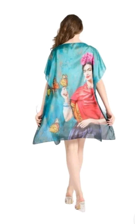 Frida Kahlo Butterfly Silk Cover Up