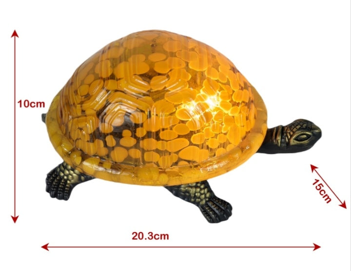 Yellow Glass and Metal Turtle/Tortoise Table Lamp