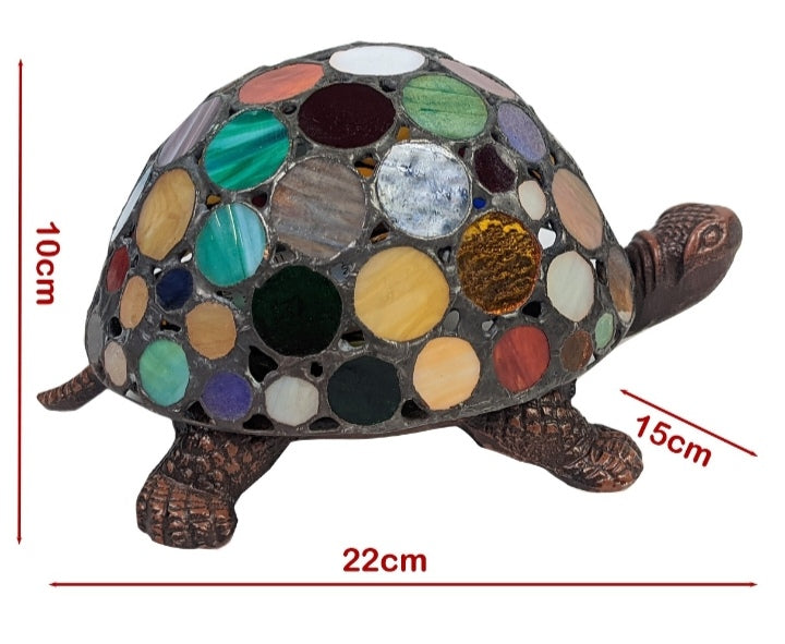 Tiffany Multi Coloured Stained Glass Spot Design Turtle/Tortoise Table Lamp