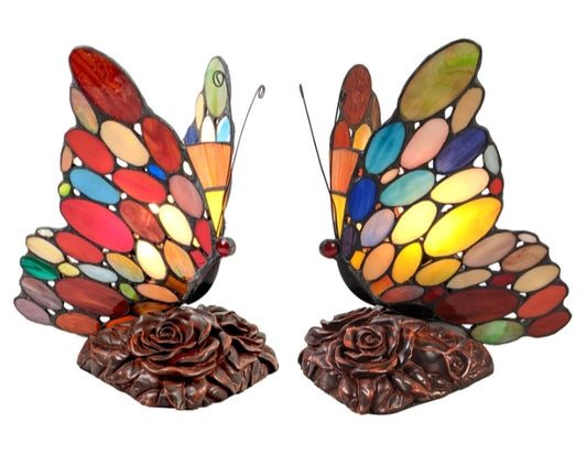 Tiffany Stained Glass Butterfly Spot Two Tone Table Lamp