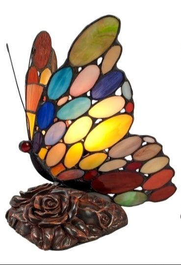 Tiffany Stained Glass Butterfly Spot Two Tone Table Lamp