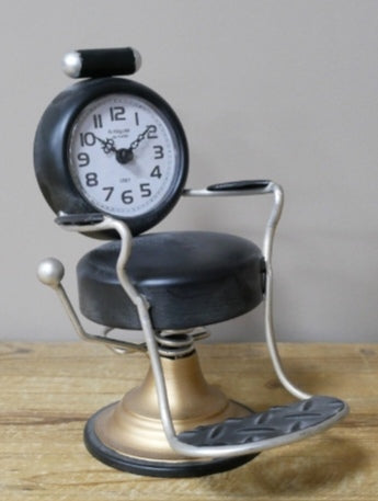 Black Barbers Chair Quartz Battery Clock