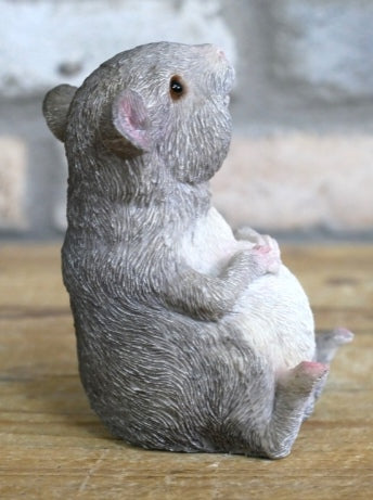 Fat Grey Sitting Mouse Ornament