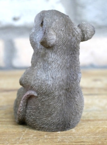 Fat Grey Sitting Mouse Ornament