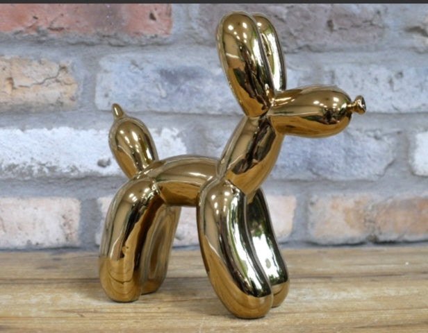 Gold Ceramic Balloon Poodle Ornament