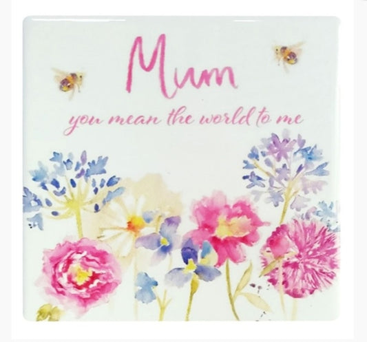 Fine China 'Mum You Mean The World To Mean' Coaster