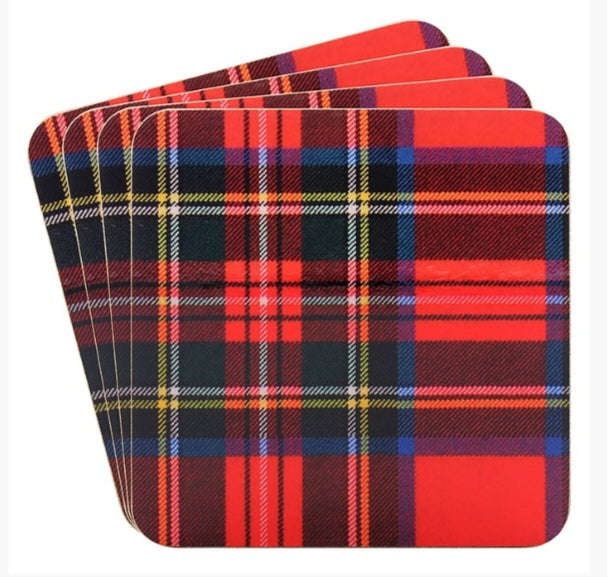 Set Of Four Scottish Stewart Tartan Coasters