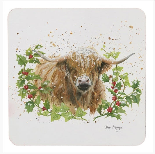 Set Of Four Bree Merryn Highland Cow Coasters