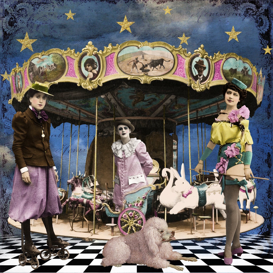 Vintage Circus Carousel! Blank Greeting Card.