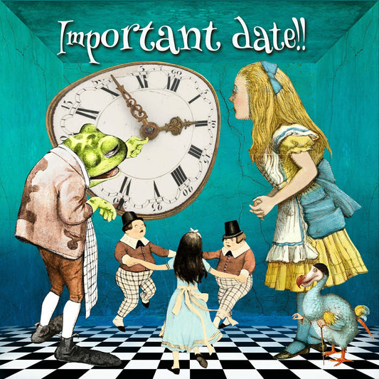 Alice In Wonderland 'Important Date!' Blank Greeting Card.