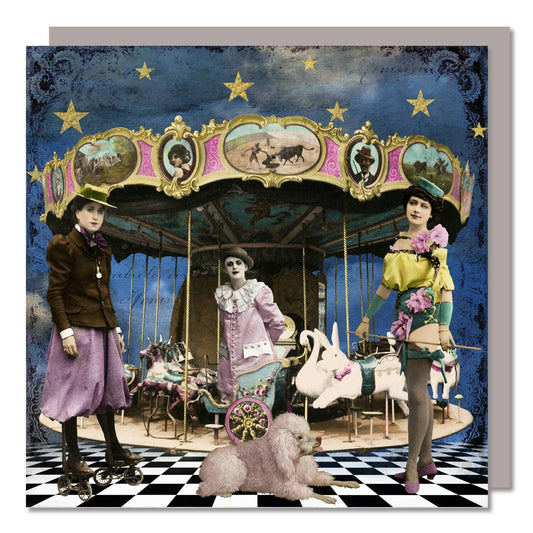 Vintage Circus Carousel! Blank Greeting Card.