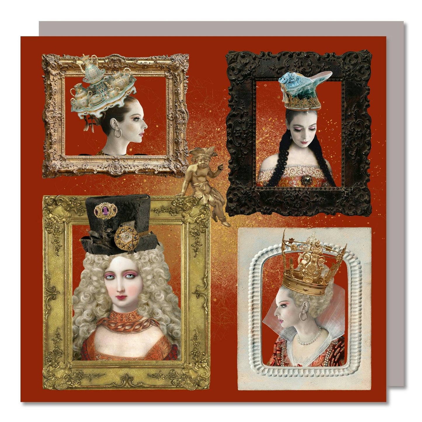 Vintage Framed Beauties! Blank Greeting Card.