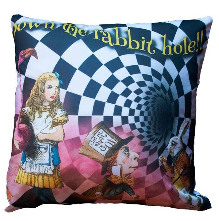 Alice in Wonderland 'Down The Rabbit Hole!' Decorative Scatter Cushion.