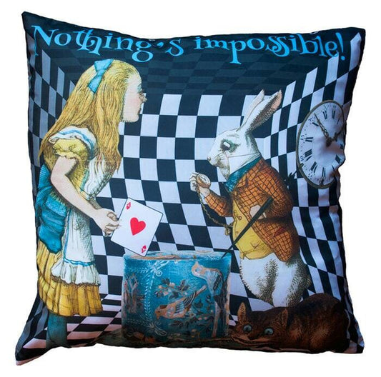 Alice in Wonderland 'Nothings Impossible!' Decorative Scatter Cushion.