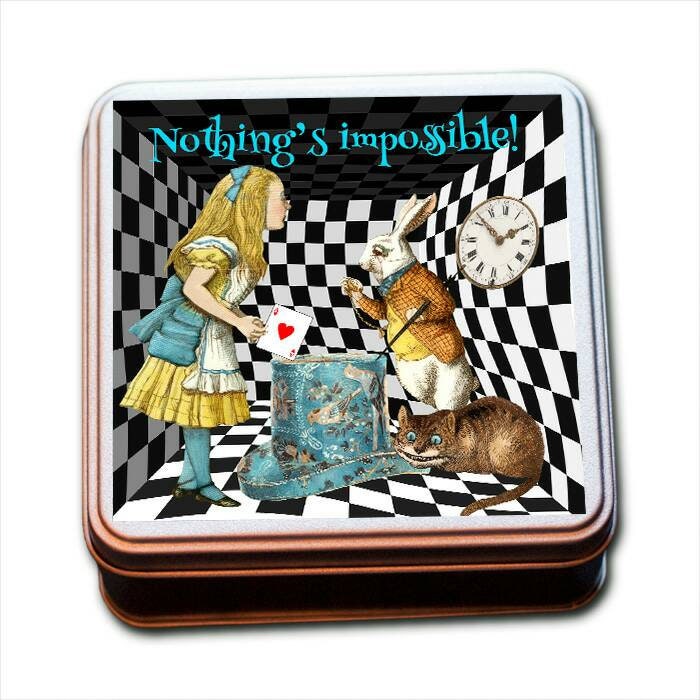 Alice In Wonderland 'Nothings Impossible!' Tin of Heart Shaped Eco Mini Wax Melts.