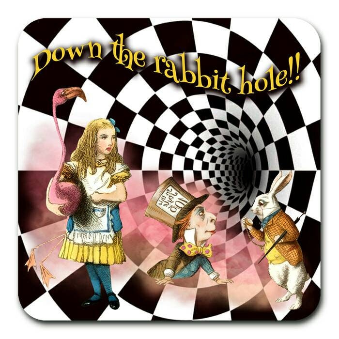 Alice In Wonderland 'Down The Rabbit Hole!!' Cork Backed Heat Resistant Coaster.