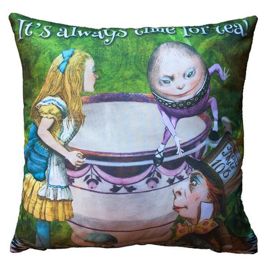 Alice in Wonderland 'Its Always Time For Tea!' Decorative Scatter Cushion.