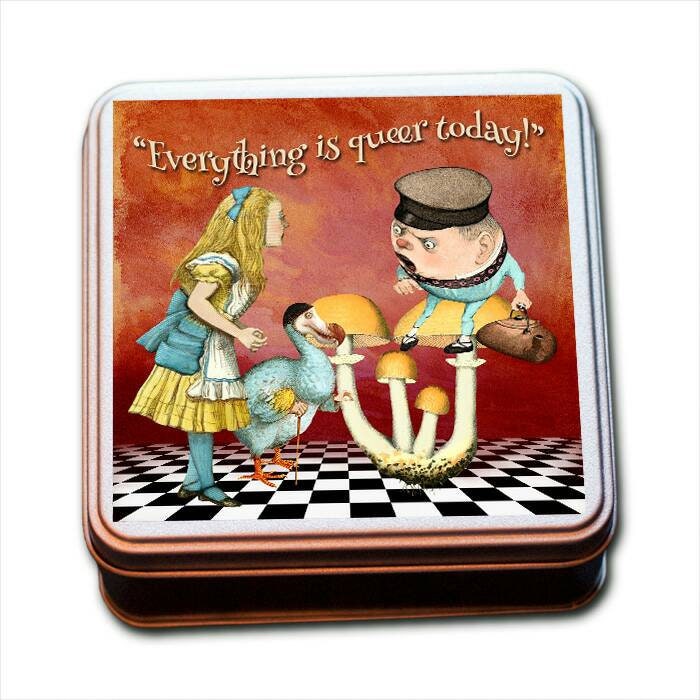 Alice In Wonderland 'Everything is Queer Today!' Tin of Heart Shaped Eco Mini Wax Melts.