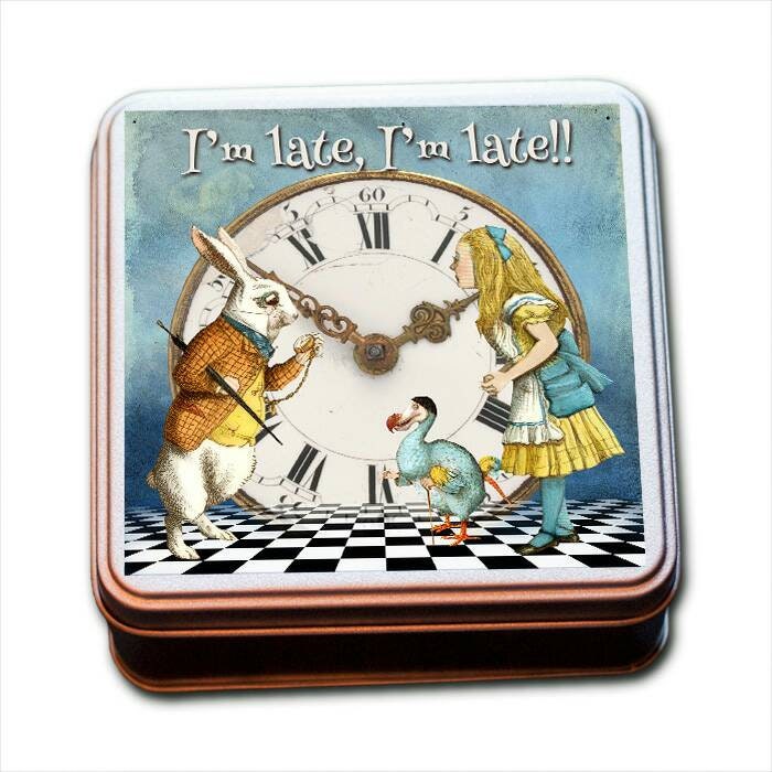 Alice In Wonderland 'Im Late Im Late!' Tin of Heart Shaped Eco Wax Melts.